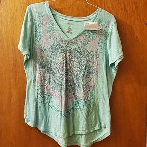 SALE Aqua blue short sleeve v-neck top